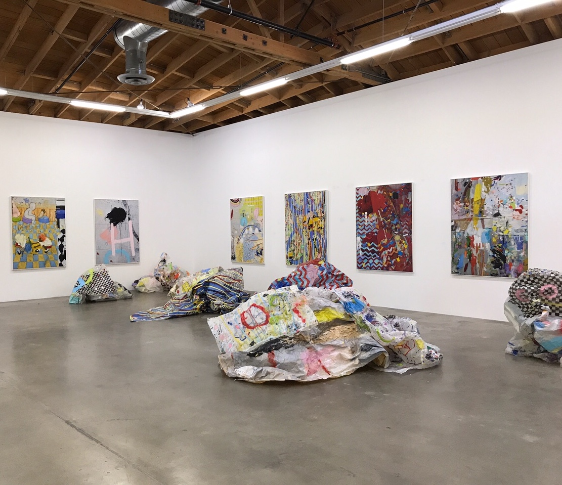 Kim Dingle, Freight Train Crush Paintings, 2017, Installation, Susanne Vielmetter Los Angeles Projects