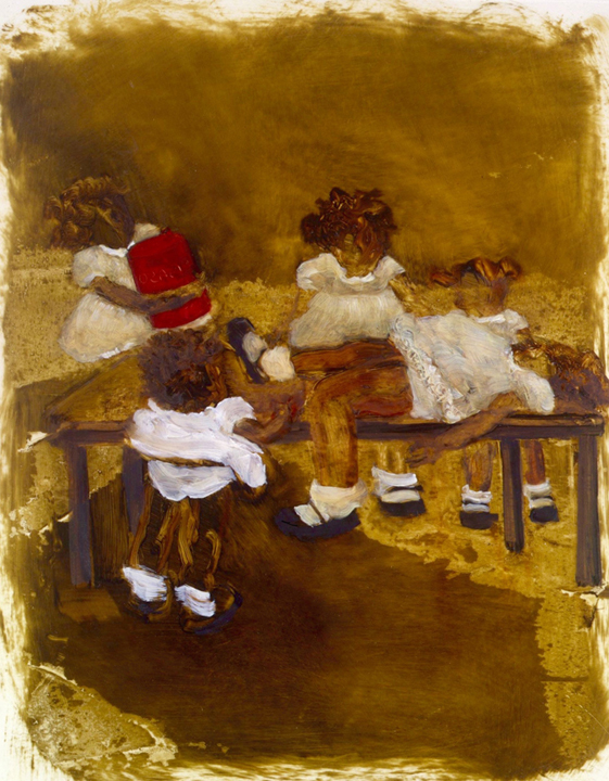 Kim Dingle, Never in school, oil on vellum, 2001