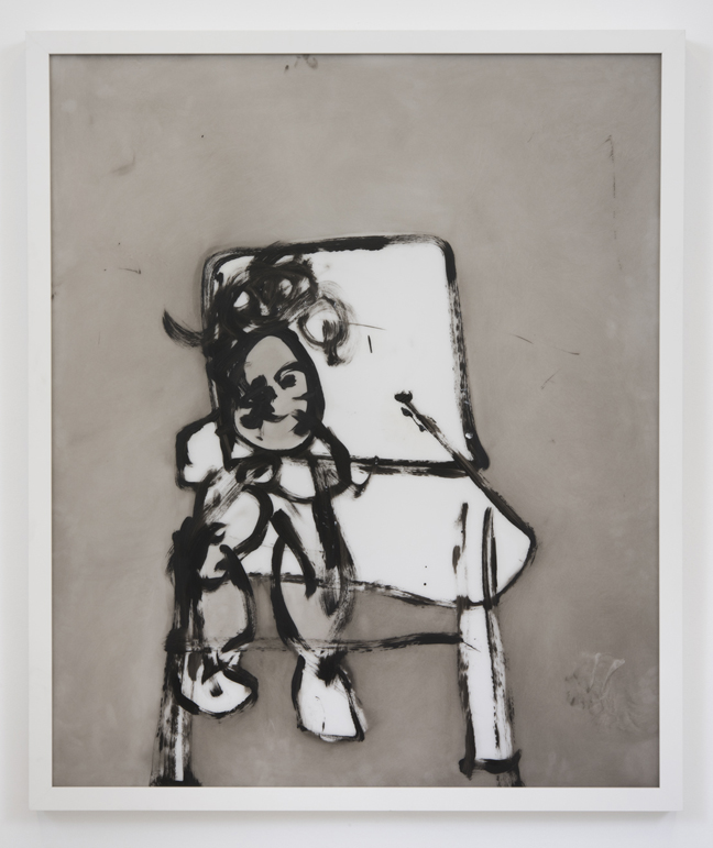 Kim Dingle, Painting Blindfolded, Sitting, Oil on Plexiglass, 2017